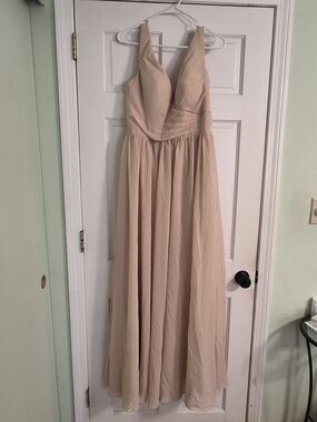 Elegant V-Neck Chiffon Maxi Dress in Blush